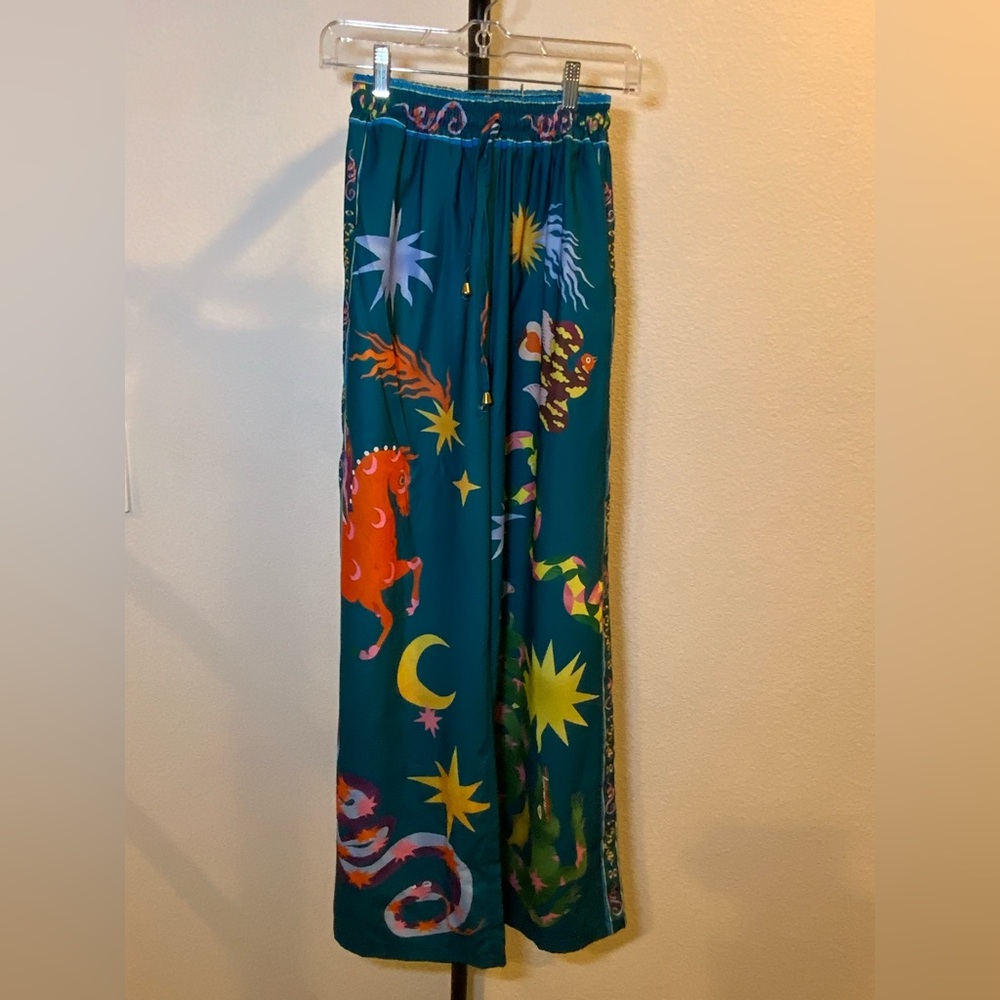 Women’s Linen  pants with Colorful Celestial Design